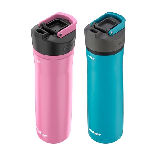 Image of Contigo Cortland Chill 2.0 Stainless Steel Water Bottle with AUTOSEAL Lid 24 oz Juniper and Azalea 2-Pack