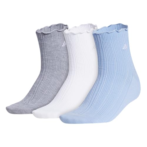 adidas Pacote com 3 bolsos femininos de alto desempenho, Cinza mesclado/branco/azul brilhante, M