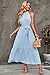 PRETTYGARDEN Women's Summer Maxi Sun Dress Sleeveless Halter Neck Flowy Ruffle Hem Long Boho Dresses with Belt (Solid Light Blue,Medium)