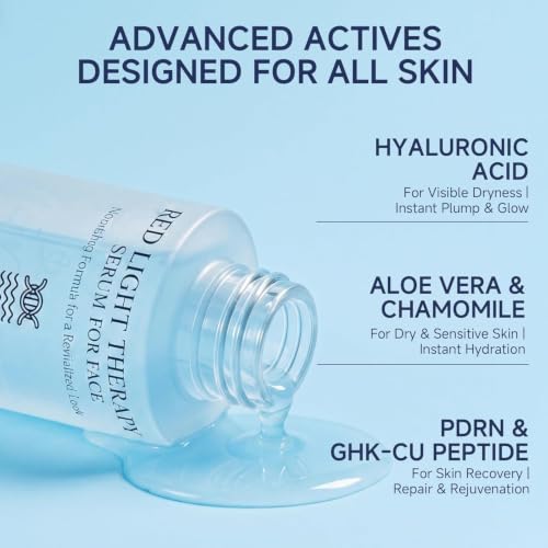 Red light Therapy Activation Serum, Glow Serum for Amplify Effects Face Neck Eye Red Light Redlight Therapy with Ghk-cu Peptide Salmon PDRN Serum Fine Lines Hydration Booster Skincare Routine, 1oz - Image 2