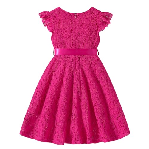 Toddler Girls Lace Embroidery Formal Dresses Kids Ruffle Sleeve Wedding Birthday Party Gown a Line Performance Dress4