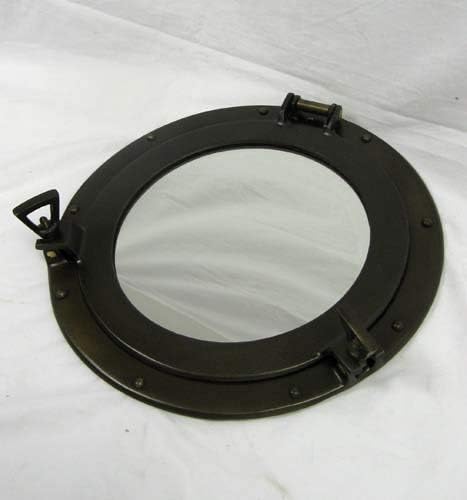 Miniatura 3 de Nagina International Espejo de ojo de buey con acabado antiguo de 11 pulgadas decoración náutica marítima