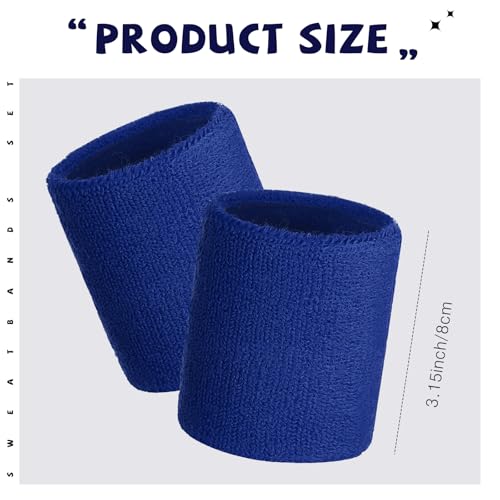 Image of WILLBOND 8 Pack Wrist Sweatbands Sports Wristbands Tennis Sweatbands Neon 80s Thick Cotton Gymnastics Sweat Band Athletic Football Soccer Sports Wristband for Men Women Party