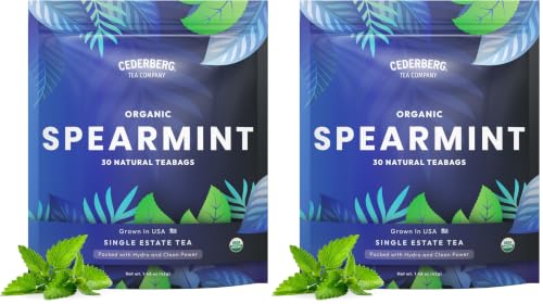 Image of Cederberg Tea Company Organic Spearmint Tea - 30 Tea Bags | Organic Herbal Tea From Single Origin | Eco-Friendly Tea Bags | Non-GMO Caffeine Free Tea With Zero Sugar (Pack of 2)