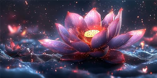 Peinture par Numéro Adulte Fleurs de Lotus Toile Grand Format 80x160 cm