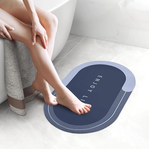 Image of Bath Bathroom Rugs mat Non Slip diatomaceous Earth Stone Farmhouse Water Absorbent Washable Thin Small bathmat Set with Rubber Back Quick Dry Design fits Under Door for Bathroom Floor