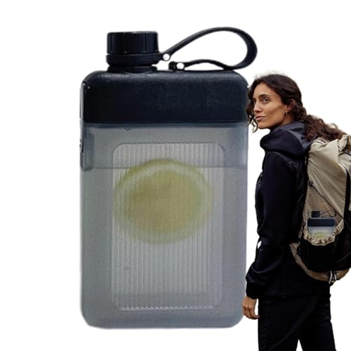 フラットボトル、財布用フラットウォーターボトル | 450ml 長方形ウォーターボトル | 財布ウォーターボトルフラット、ポケットに優しい、クリエイティブな四角いケトル、シンプルなフラット直飲みプラスチック製ウォーターカップ、落下防止、ポータブル、インファ