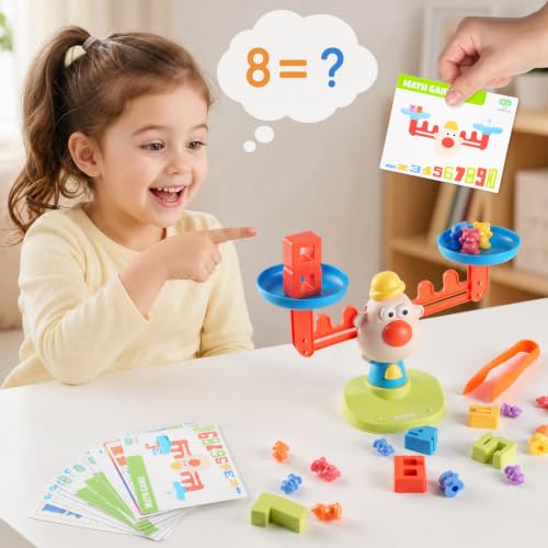 Image of Bmag Balance Counting Toys with Bears Counting Scale for Kids - 3 in 1 Stacking & Balancing Math Game, Montessori STEM Learning Educational Toy for Ages 3-5, Gift (30 Bears, 10 Numberblocks)