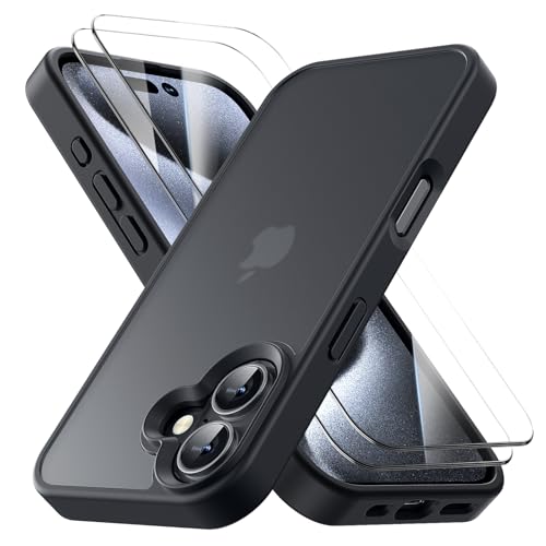 Yriklso for iPhone 16 Phone Case, Shockproof for iPhone 16 Case [2 Tempered-Glass Screen Protectors], Military Grade Drop Protection,Slim Translucent Case for iPhone 16 6.1