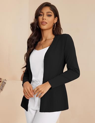 Women's Casual Open Front Sweater Long Sleeve Rib Knit Draped Cardigan3