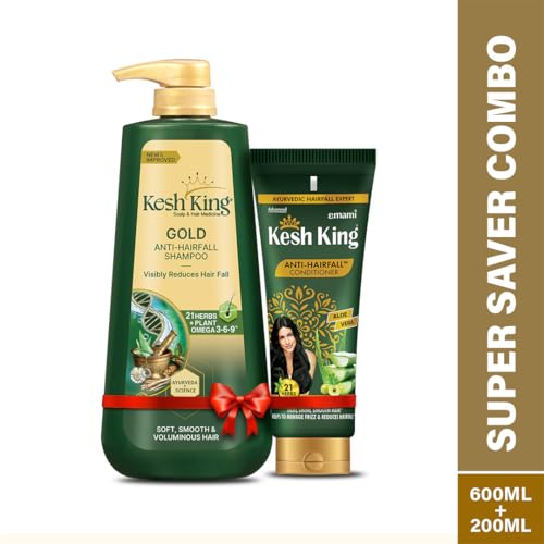 Image of Kesh King Gold Anti Hairfall Kit, Reduces Hair Fall, Makes Hair Strong, Strengthens, Nourishes & Conditions Hair, For Soft, Smooth & Voluminous Hair, for men and women, 800 ml
