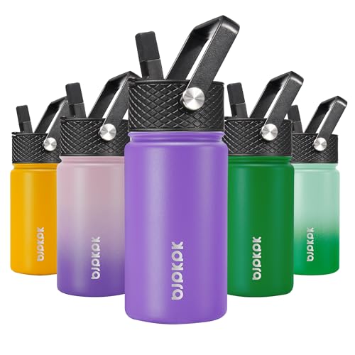 Image of BJPKPK Insulated Water Bottle, 15oz Stainless Steel with Straw Lid