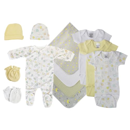Bambini NC-0545L Unisex Baby 13 Piece Layette Sets White & Yellow - Large
