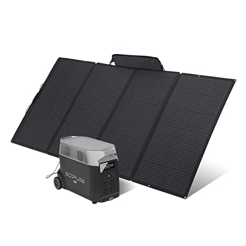 Ecoflow Solargenerator Delta Pro 3,6 kWh/3600 W mit Solarpanel auf Balkon mit 400 W, tragbares Kraftwerk für Haus, Camping, Camping im Freien, Wohnmobil und Notfall