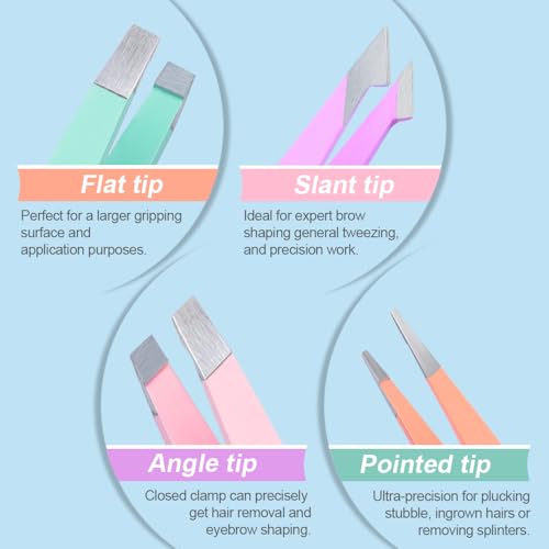 TsMADDTs Tweezers for Women Facial Hair - Precision Tweezers Set with Travel Case - Stainless Steel with Scissor, Mirror - Thumbnail 3