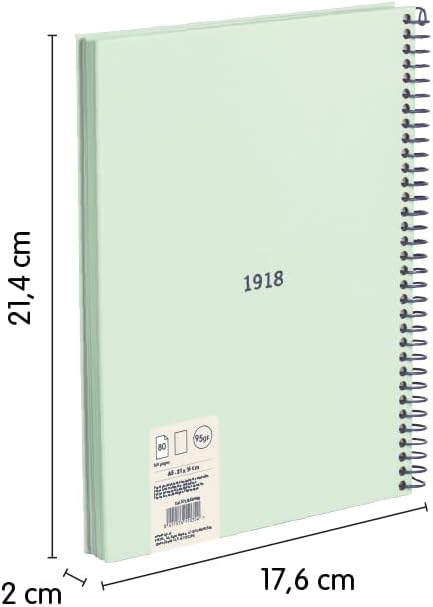 MILAN® A5 Hardcover Spiral Notebook 80 Sheets 95gsm 430 Since 1918 Collection Green
