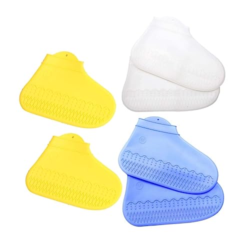 NAMOARLY Medium Tube Overshoes 3 Pairs of Silicone Rainproof Shoes Covers Anti-Slip for Rainy Days