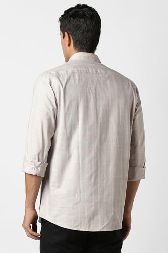 Image of Peter England Men's Cotton Slim Fit Distant Striped Casual Shirt | Full Sleeves, Office Wear