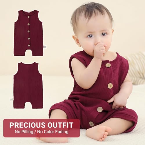 HAHASHOW Baby Body Strampler Unisex 100% Baumwolle Kurzarm Jumpsuit für Jungen und Mädchen, 0-3 Monate, Rot