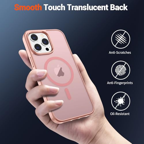 Image of SUPFINE Magnetic for iPhone 13 Pro Case (Compatible with MagSafe) (Military Grade Drop Protection) Translucent Matte Shockproof with Anti-Fingerprint Phone Case,Pink