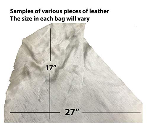 Hair On Hide Large Leather Scrap Pieces, White, Off White - 1-4 Pieces Per Bag. Available 1 And 2 Lb Bags (2) #TOP6