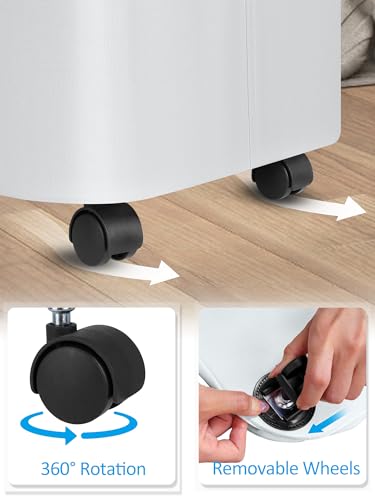 Image of efluky Laundry Basket with Wheels, Tall Rolling Laundry Hamper with Lid and Removable Bag, Aesthetic Dirty Clothes Hamper on Wheels for Laundry Room, Bedroom, Dorm and Bathroom, 100L White