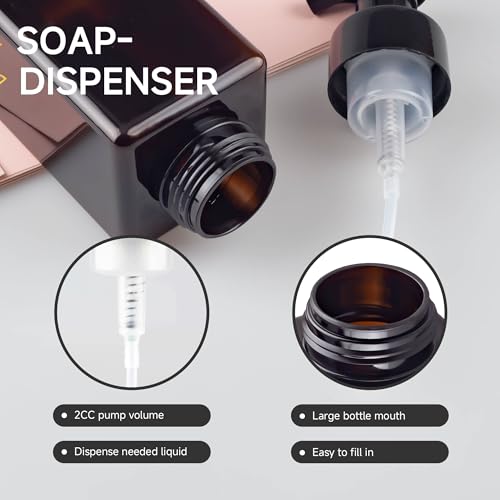 ZEJIA 15OZ Foaming Soap Dispenser, 2-Pack Plastic Hand Soap Dispenser, Refillable Leakproof Foam Pump Bottle with Waterproof Labels, for Shampoo, Body Wash4