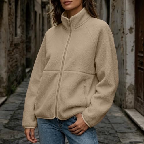 YRAETENM Fleece Jacket Women Lightweight Full Zip Fall Sherpa Warm Coats - image 3