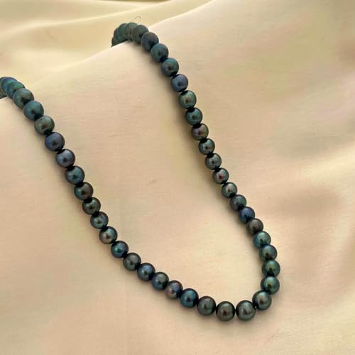 Tahitian Black Pearl Necklace & Earrings Set – Natural Saltwater Cultured Near-Round Pearls, Elegant Strand Necklace with Round Studs, 925 Sterling Silver Clasp – Luxury Jewelry Gift for Women4