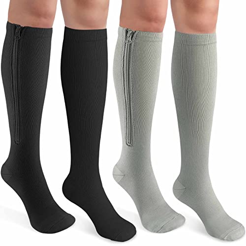 CASMON 2 Pairs Zipper Compression Socks for Women...