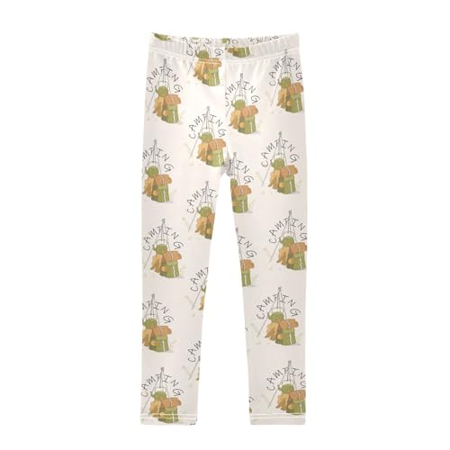 Pattern of Camping Girls Leggings,Workout Leggings for Girls Toddler Athletic Leggings Size for 3-10T