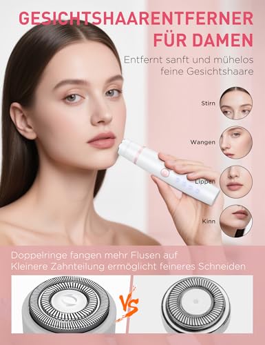 Gesichtshaarentferner für Frauen Nasenhaartrimmer,Rasierer Damen Intimbereich,Intimrasierer für frauen,Damenrasierer Elektrisch Gesichtsrasierer,Augenbrauenrasierer-Gesicht,Bikinizone,Nasen Ohren,USB