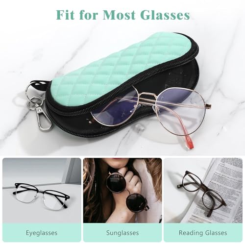 image for MoKo Eyeglass Soft Case, Zippered Neoprene Sunglasses Pouch with Clip 
