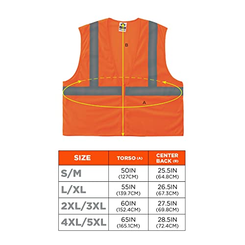 Ergodyne Unisex Adult Vest, Mesh, 2, Reflective Safety Vest High Visibility Mesh Type R Class 2 Zipper Closure, Orange, 4X-Large-5X-Large Us #TOP2