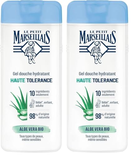 Le Petit Marseillais - Le Petit Marseillais, Gel Douche Hydratant Haute Tolérance Aloe Vera Bio (flacon de 400 ml) – 98% d'ingrédients d'origine naturelle – Pour tous types de peaux, même sensibles (Lot de 2) - -41%