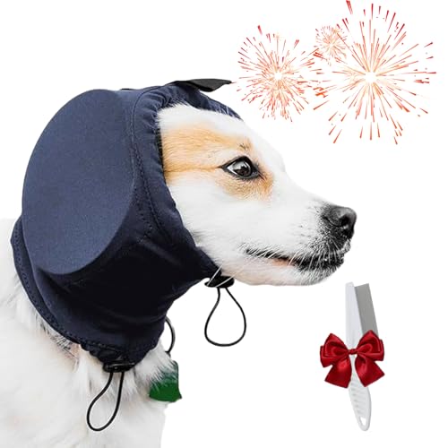 Hörschutz Hund, Hunde Gehörschutz Silvester, Gehörschutz Hund Klein, Dog Ear Muffs Noise Protection, Gehörschutz Gegen Feuerwerk für Kleine Große Hunde (Blau, L)