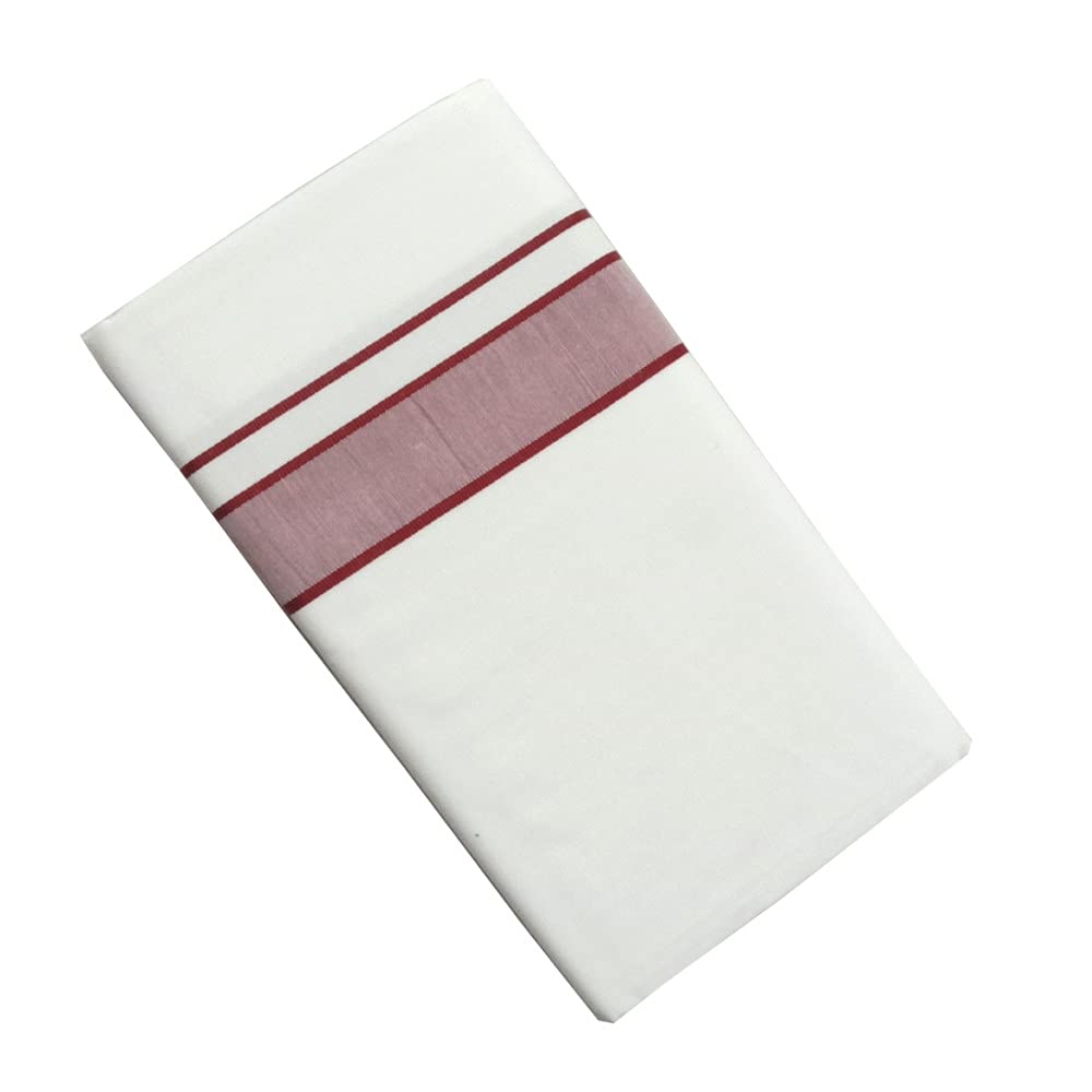 kitex Smart Line White Single Dhoti Maroon Colour Border-picture-57