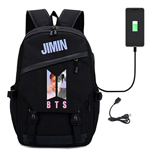 Dolpind Kpop BTS Backpack Schoolbag Bookbag Jung Kook Suga V Jimin RapMonster Jhope Jin Bag with USB Charging Port