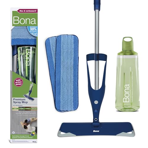 Bona Spray Mop Premium | Bodenwischer mit Sprühfunktion für Fliesen, Laminat, Stein | Sprühwischer Wischmopp Set | Laminatreiniger mit Mikrofaser-Reinigungspad