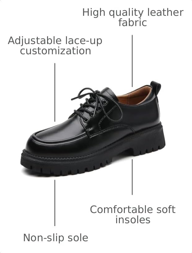 Image of Women's Black Non Slip Oxford Dress Work Shoes | Classic casual dressy oxford footwear padded lining eases foot fatigue ideal for school workplace and daily outings