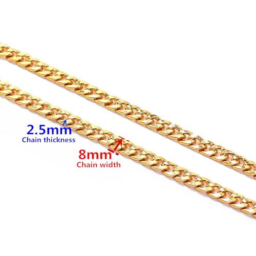 Image of Model Worker DIY Iron Flat Chain Strap Handbag Chains Purse Chain Straps Shoulder Cross Body Replacement Straps with Metal Buckles (31.5 inch, Gold)