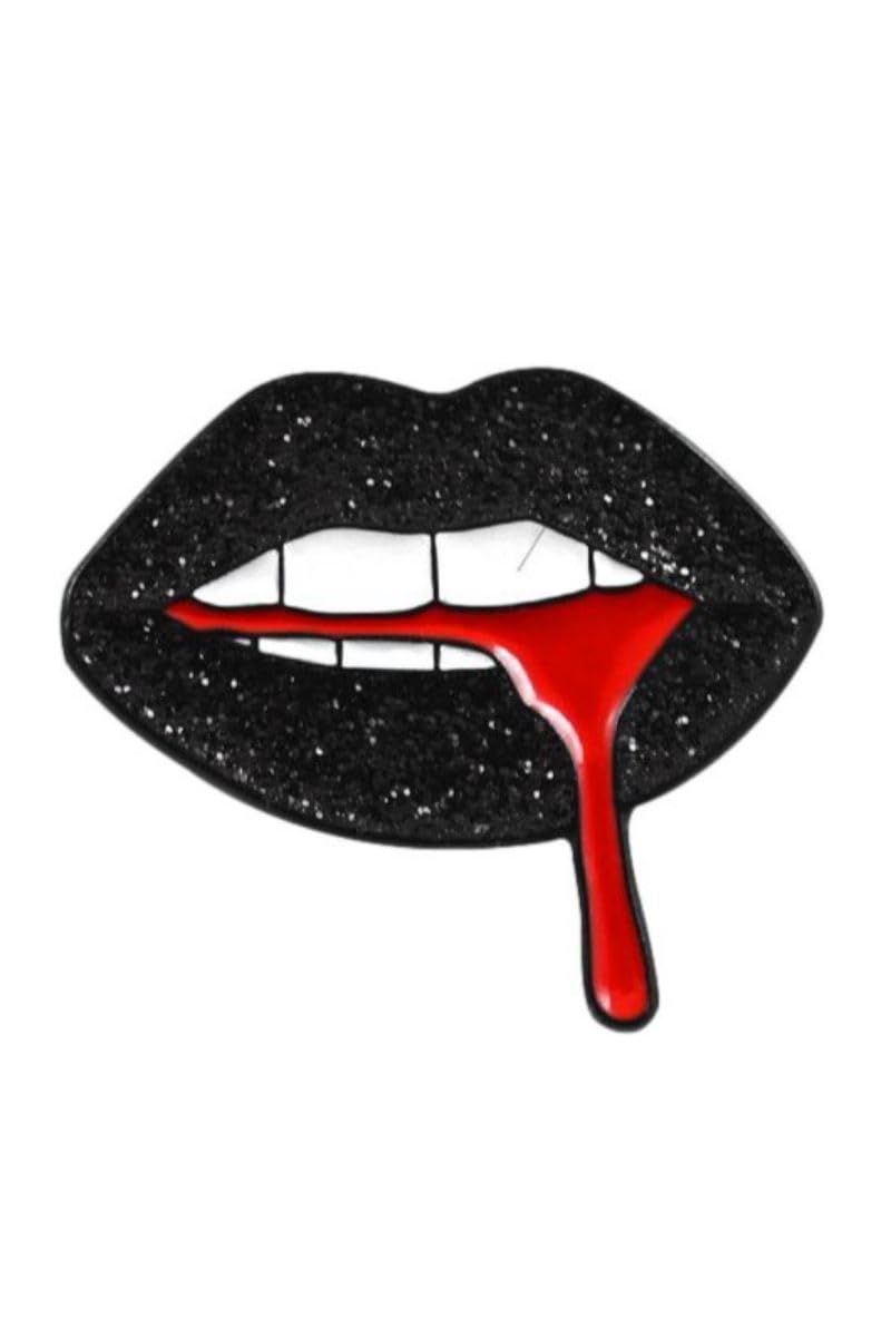 Ro Rox Vampire Mouth Pin Badge Brooch Gothic Cute Cartoon Sexy Sparkle