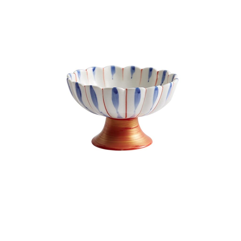 HIHELO ​Zestawy kuchennych talerzy obiadowych taca do serwowania wielofunkcyjna zastawa stołowa wysoka miska ceramiczna ręcznie malowana zastawa stołowa miska deserowa miska do gotowania zestaw ceramicznych płaskich talerzy (kolor: D)