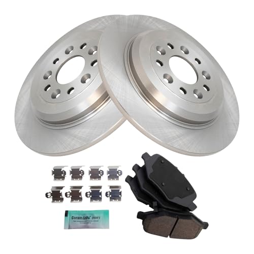 Image of TRQ Rear Brake Pad and Rotor Set Ceramic Rotors Compatible with 2012 Lincoln MKS