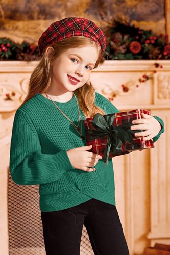 Image of Arshiner Girl's Sweaters Kids Twist Front Cute Pullover Knitted Jumper Fall Winter Clothes