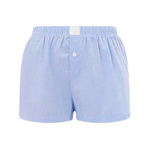 Image of Women Pajamas Shorts Micro Boxer Shorts Y2K Cute Gingham Sleep Lounge Shorts Checkered Plaid Button Pj Mini Shorts