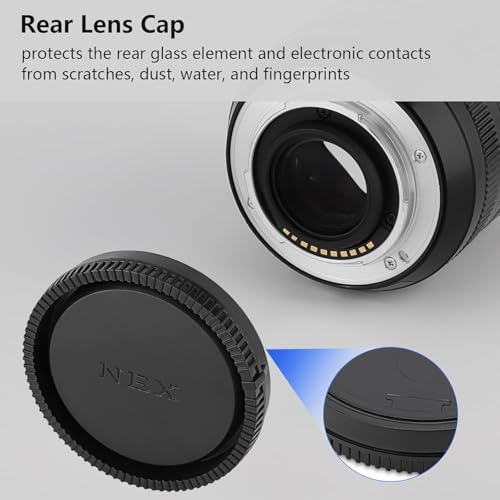 Image of MOSTOS - Camera Rear Lens Cap for Sony E-Mount NEX Cameras A7II,III A7R III A9 A7 A7R A7S A6500 A6300 A6000 A55 A65 A77 A99 A900 A700 A580 A560 NEX-7