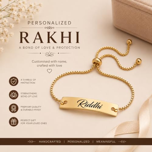 Image of Unisex-Adult Customized Name Rakhi For Brother