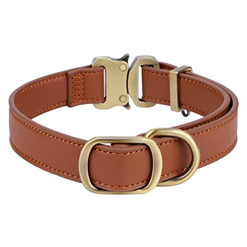 Newsofly Leather Dog Collar Adjustable Heavy Duty With Handle For Dog，Tactical Collar With Quick-Release Metal Buckle #TOP4