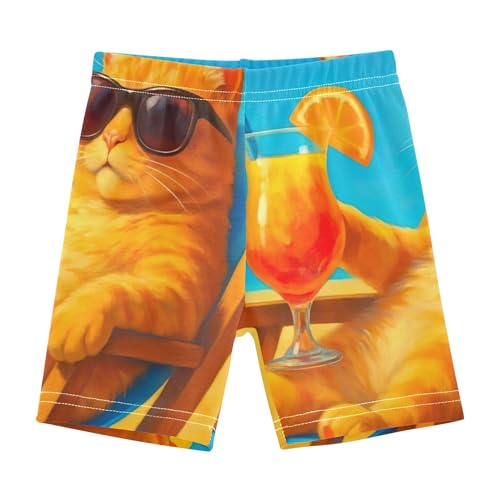 Girls Biker Shorts Toddler Cotton Shorts for Under Skirts Cat Beach Chair Tropical Cocktail Kids Clothing 4t